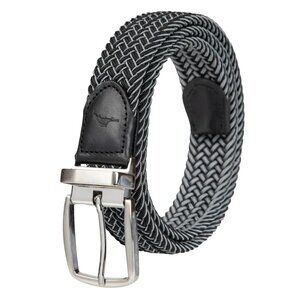 NEW Tommy Bahama Men's S/M Reversible Braided Belt Leather Trim Black & Gray